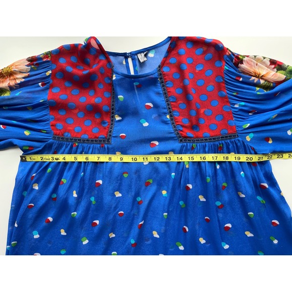 Anthropologie Bl^nk London Miranda Peasant Blouse Womens Medium Blue Floral Rare - Picture 10 of 12